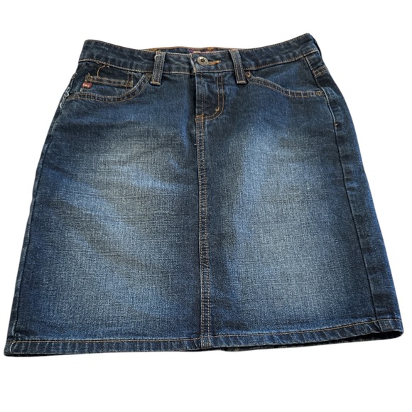 lei Dresses & Skirts - lei Womens Denim Mini Skirt Size 1 Blue Medium Wash Stretch Retro 80's